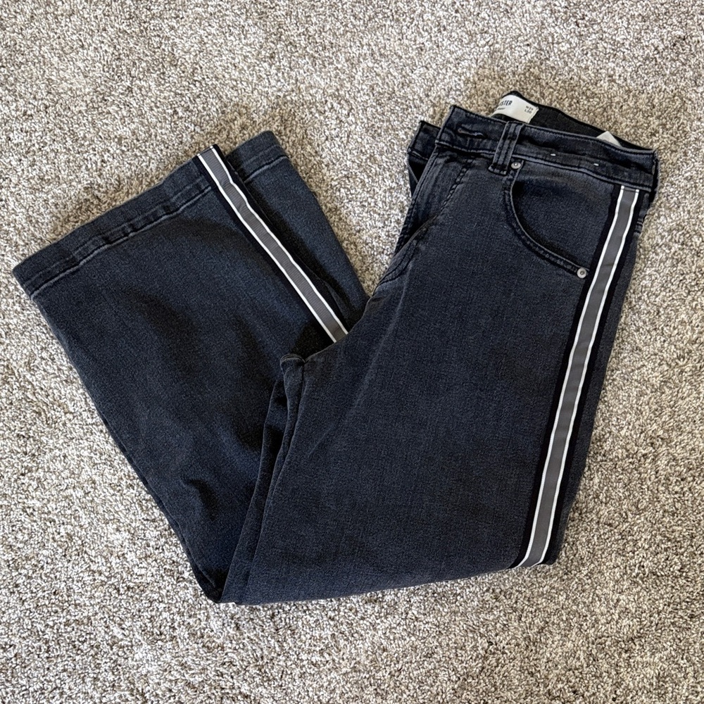 Hollister “Super Baggy” Black Jeans with White Stripes